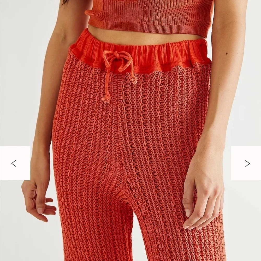 NWT Free People Beach Day Sweater Pants Boho Comfy Cotton Size M Terra Cotta